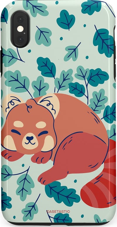Casetastic Hoesje Geschikt voor Apple iPhone Xs Max - Stijlvolle Beschermende Duo-layer Case - Rode panda avonturen