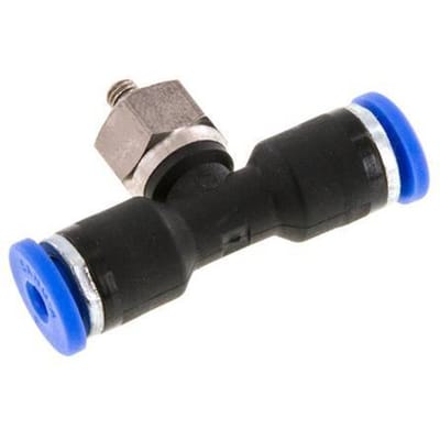 3mm x M 3 inline T-stuk Staal/PA66 Insteekfitting Buitendraad Draaibaar NBR [2 Stuks]