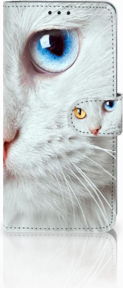 Huawei P30 Pro Telefoonhoesje met Pasjes Witte Kat