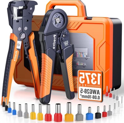 Krimptang Set - Draad Stripper - Elektrisch Werk - Verstelbare Ratel - 1375 Klemmen - Oranje