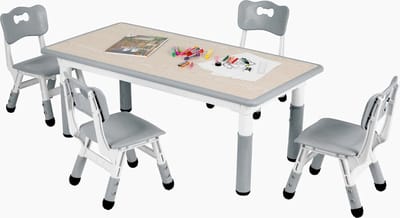 DHN Kindertafel set met stoelen - Multi-activiteitentafelset - Kindertafel met 4 stoeltjes - Peuterstafel - Activiteiten tafel - in hoogte verstelbaar