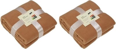 James & Nicholson Fleece bankdeken/plaid - 2x - camel bruin - 130 x 170 cm - 240 grams - pluisvrij - wasbaar