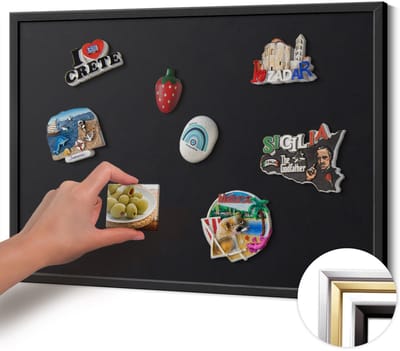 Wallfluent - Zwart Magneetbord in Effen Kleuren - 60 cm x 40 cm - Magneetbord met Zwarte Frame - Zwarte kleur - Magnetisch Bord Kindvriendelijk - Magnetisch Bord Rechthoekig - Memobord Magnetisch