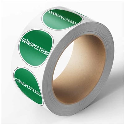 Geïnspecteerd controlesticker, groen, 25 meter op rol 30 mm - 800 per rol