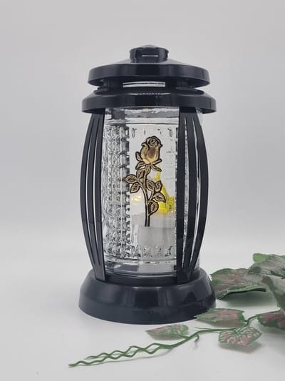 Herdenkingslicht - L-73a - Lantaren - Roos - Goud - Windlicht - Graflicht - Graflantaarn - Grafdecoratie