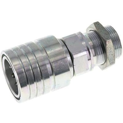 Stalen DN 25 Hydraulische Koppeling Snelkoppeling 28 mm L Knelring Schotkoppeling ISO 7241-1 A/8434-1 D 34.3mm