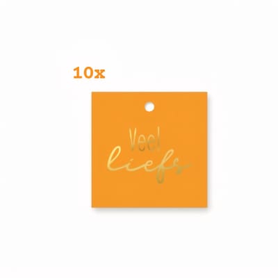 10x Cadeaulabel - veel liefs - oranje - label naamkaartje - cadeautag - hangtag - cadeauhanger - leuk inpakken - naamlabel - cadeauversiering -