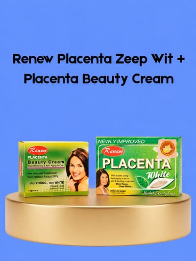 Renew Placenta Soap White + Placenta Beauty Cream – Verhelderende & Hydraterende Huidverzorgingsset – Helpt Donkere Vlekken te verminderen, Egaliseert de Huidtint & Hydrateert Intensief – Voor een Gladde, Stralende & Gezonde Huid
