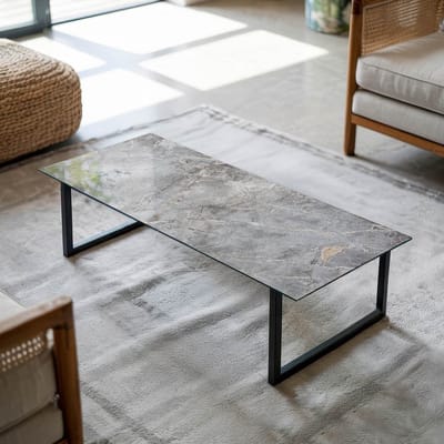 Coloray Tafelblad - Gehard Glas Tafelblad - 125x50 cm - Grijs - Rechthoek Glazen Tafelblad - Tafelblad Van Gehard Glas - Tuintafelblad - Tafelblad Buiten - Tafelblad Voor Buiten woonkamerdecoratie