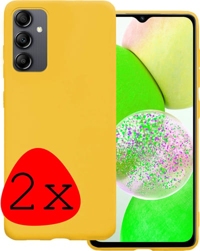 Hoesje 2 Stuks - Geschikt voor Samsung Galaxy A14 - Sterk & Shockproof - Case Siliconen - Back Cover - Telefoon Hoes - Geel