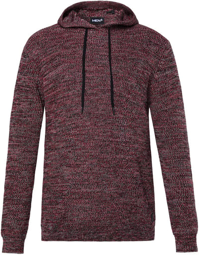 Men Plus - Heren - Trui met capuchon gebreide hoodie gemêleerd breisel - Zwart - Maat 3XL