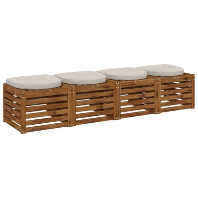 vidaXL - 4-Piece - Zitkussens - 4 - st - 100% - Polyester - Wit - 40 - x - 40 - x - 5 - cm