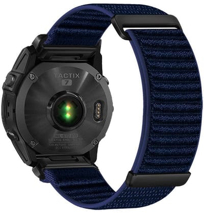 By Qubix - Geschikt voor Garmin bandje - 26mm Quickfit - Nylon Sport Loop bandje - Donkerblauw - Geschikt voor Garmin Quatix 8 - 51mm