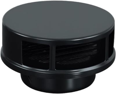 Ventilatierooster Zwart - Regenkap Muur - Luchtcirculatie Buiten - Knoopvormig Regenscherm - 150mm Diameter - Zwart