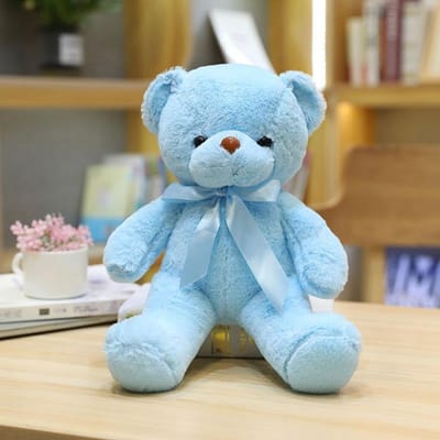 30CM Veel Kleuren Delicatesse Teddybeer Pluche Speelgoed Nieuw Schattig Zacht Lint Vlinder Festival Effen Kleur Knuffelbeer Pop Verjaardagscadeau 30cm hemelsblauwe kleur