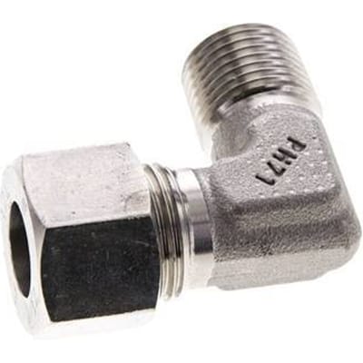 12L & M16x1.5 (con) RVS L-Vorm Snijringkoppeling Buitendraad 315bar ISO 8434-1