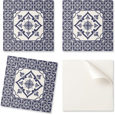 Zelfklevende vinyltegels - Bedrukt decoratief patroon met bloemmotieven 20x20x20 cm