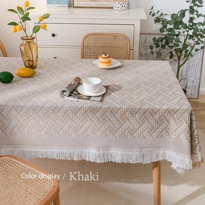 Katoen Linnen Tafelkleed kwasten Tafelkleed voor Keuken Bruiloft Eetkamer Kamperen Theetafel Loper Decoratie 90x90cm