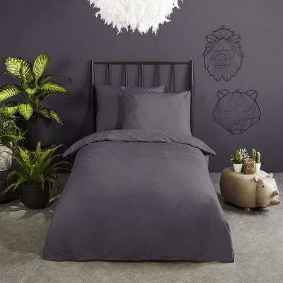 Zavelo Effen Dekbedovertrek Antraciet - 1-persoons (140 x 200/220 cm) - 100% katoen - Super Zacht - Kleurvast