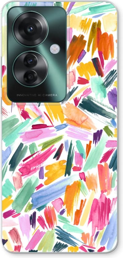 Case Company® - Hoesje geschikt voor Oppo Reno 11 F hoesje - Watercolor Brushstrokes - Soft Cover Telefoonhoesje - Bescherming aan alle Kanten en Schermrand