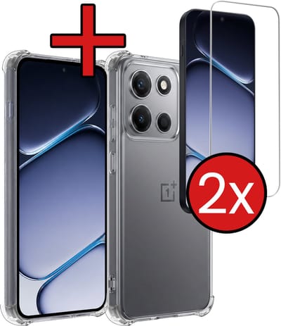 Hoesje - Met Screenprotector - 2 Stuks - Geschikt voor OnePlus Nord 6 - Sterk & Shockproof - Back Cover - Siliconen Case - Telefoon Hoes - Shock Proof - Telefoonhoes - Transparant