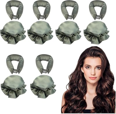 Hitteloze Krulspelden - Haarrollers Set - Zelf Haar Steilen - Zijdezacht Satijn - 6 Stuks - Groen