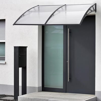 Deurluifel Dak - Afdak Entree - Bescherming Buiten - Weerbestendig Polycarbonaat - 240x100 cm - Transparant Zwart