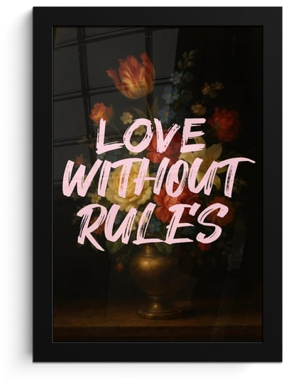 Poster in lijst - Fotolijst 20x30 cm - Posters - Liefde - Modern - Bloemen - Posterlijst zwart - Decoratie - Wanddecoratie woonkamer - Muurdecoratie slaapkamer