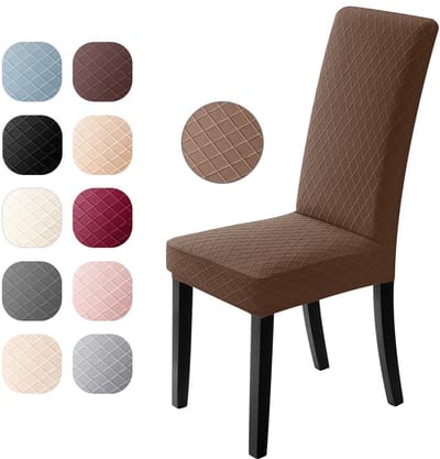 Stoelhoezen Elastische Moderne Stoelbeschermer, Eetstoelhoezen Verwijderbare Wasbare Stoel Kussenovertrekken Jacquard Stoel Meubelbeschermers Hoezen voor Eetkamer/Hotel(4 Stuks,Bruin)