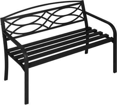SureDeal® - Tuinbank Metaal - 127x59.5 cm - Weerbestendig - Zwart - 2-3 Personen - Ergonomisch - Voor Buiten