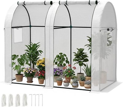Tuinkas - Kweekkas - Planten Beschermen - UV-bestendig PE-zeil - 185 x 94 x 150 cm - Wit