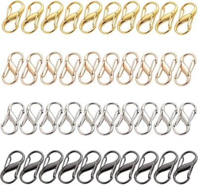 40 stuks mini karabijnhaken S karabijnhaken mini metaal dubbele karabijnhaken 8-vormig 2 openingen diefstalbestendige ritssluiting voor outdoor camping thuis wandelen