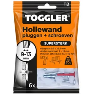 Toggler Hollewandplug Tb Kunststof - Diameter 8 Mm - 6 Stuks