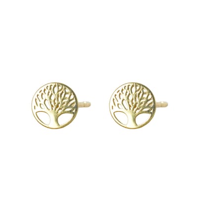 New Bling 9NBSAM-G190448 Gouden Oorknopjes - Dames - Levensboom - Cirkel - 6,5 mm Doorsnee - 14 Karaat - Goud