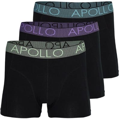 Apollo heren boxershorts - 3 pack - zwart met gekleurde boord - maat XL