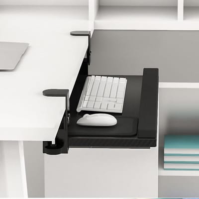 Toetsenbordlade Onder Bureau - Uitschuifbare Plank - Werkruimte Optimaliseren - Stille Schuifrails - Tot 75cm - Zwart