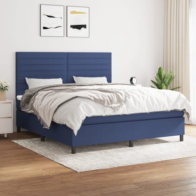 vidaXL - Boxspring - met - matras - stof - blauw - 180x200 - cm