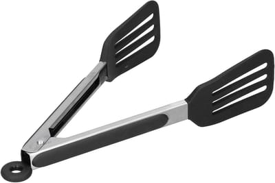 Keuken Tangen Set van RVS met Siliconen Grip voor Steak, Bakken en BBQ (23 cm Zwart)