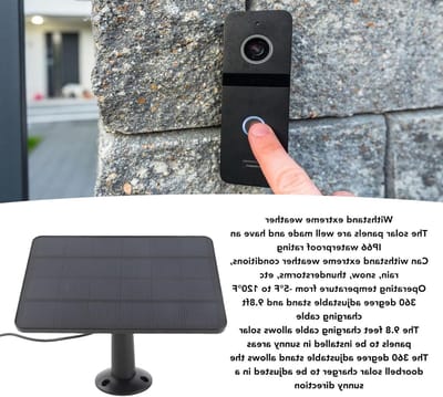 Krachtige 10W Zonnepaneel Oplader voor Videodeurbellen met 360° Verstelbare Beugel en IP66 Waterdichtheid, Geschikt voor Diverse Modellen