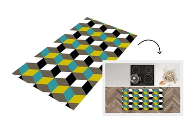 Keukenloper - Loper keuken - Blokken - Patronen - 3D - 120x60 cm - Keukenloper vinyl