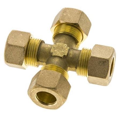 14mm Messing Kruissok Knelfitting DIN EN 1254-2 - FL4X-O-B-14