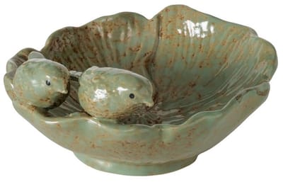 Boltze- Vogelbad - Vogelvoederschaal - Vogelschaal - Groen - Keramiek - 15x14x8cm