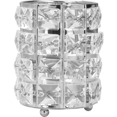 Porte-pinceaux de maquillage Cristal Métal Durable Style Élégant Large Application Porte-stylo pour Pinceau Crayon Bijoux Argent argenté