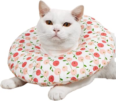 Verstelbare Beschermkraag voor Katten en Konijnen | Kleine en Grote Katten | Cherry | Comfortabele Medische Kraag | Met Trekkoord | voor Wondbescherming en Herstel na Operatie | Kattenkraag | Maat S