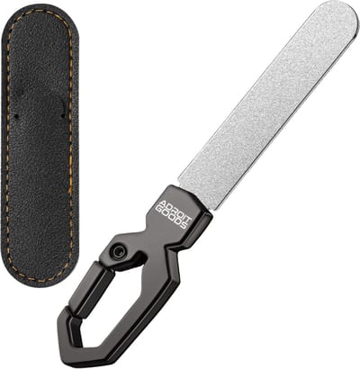 AdroitGoods RVS Nagelvijl Sleutelhanger zwart - dubbele korrel, ultradun design, premium staal, 220-grit precisieslijping, draagbaar & duurzaam - Met opberghoes