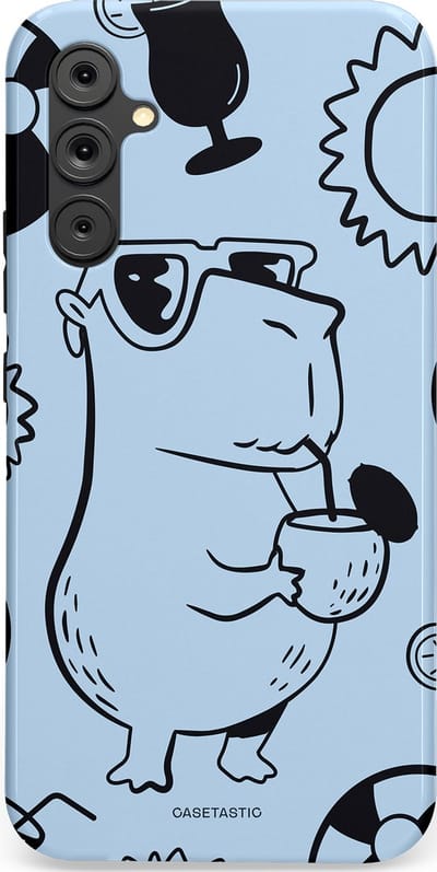 Casetastic Hoesje Geschikt voor Samsung A34 (5G) - Stijlvolle Beschermende Duo-layer Case - Capibara cocktail