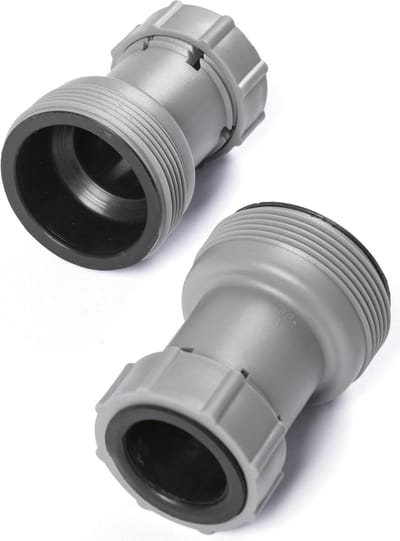 2 stuks Flowclear slangadapter - voor 38 mm slangen op 32 mm aansluitingen - grijs - 58236 Zwembadslangadapterset