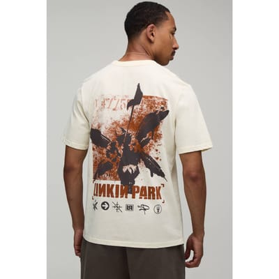 Oversized Linkin Park Licentie Print T-shirt | Ecru | Size Small