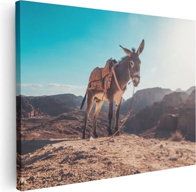 Artaza Canvas Schilderij Woestijnlandschap - 40x30 cm - Klein - Wanddecoratie Marokko - Muurdecoratie Dieren - Schilderijen Op Canvas