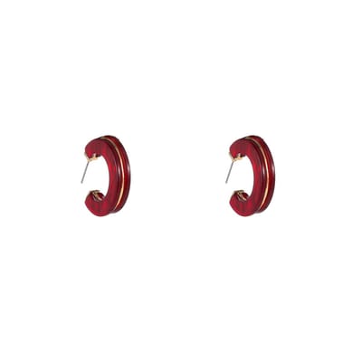 Go Dutch Label Oorknoppen 2 Lines Earring Rood